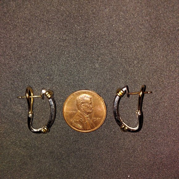 14K White/Yellow Gold Diamond Earrings - Picture 5 of 9